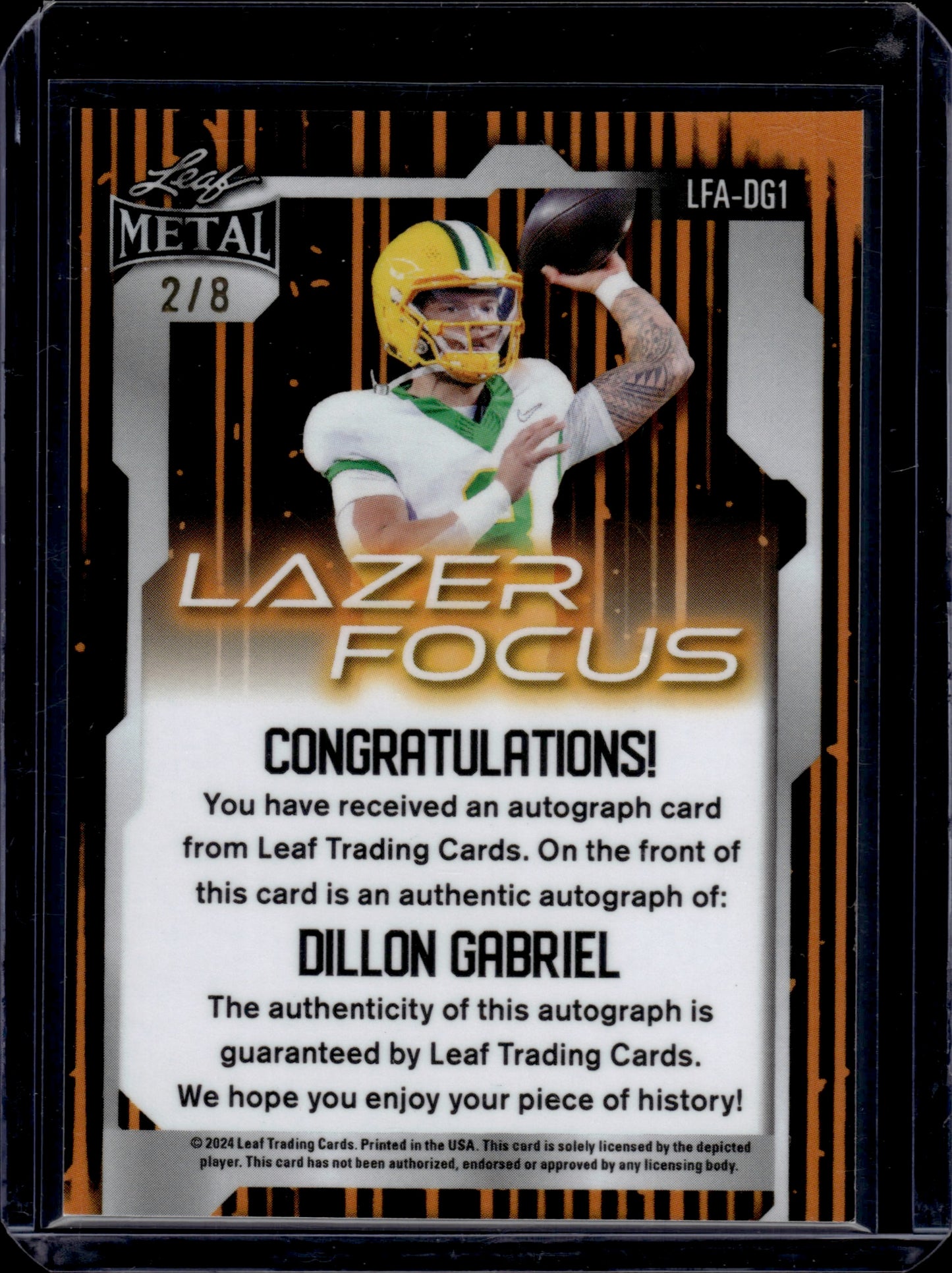 2024 Leaf Metal Lazer Focus Dillon Gabriel #LFA-DG1 Autograph 2/8