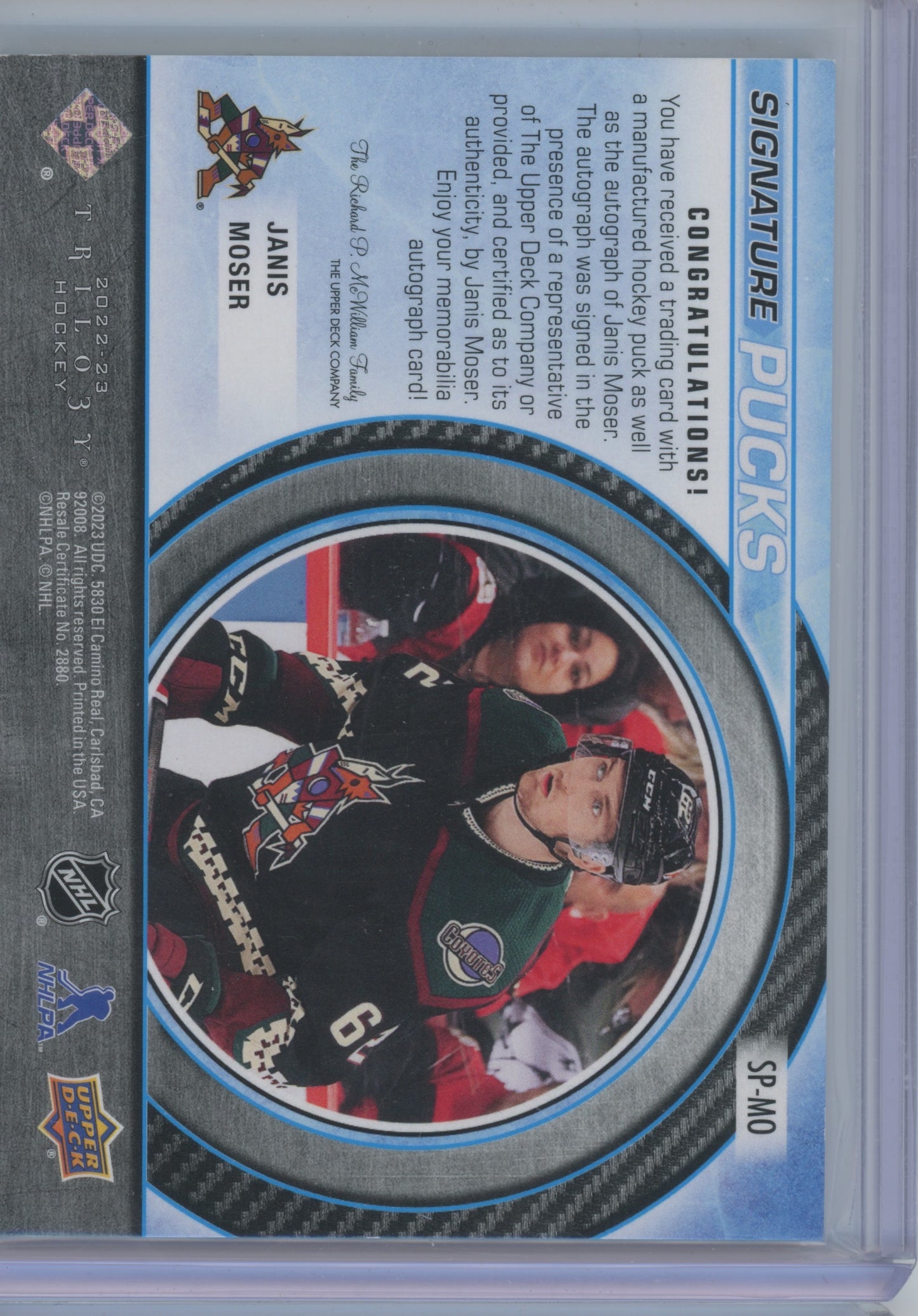 2022-23 Upper Deck Trilogy Signature Pucks J.J. Moser #SP-MO
