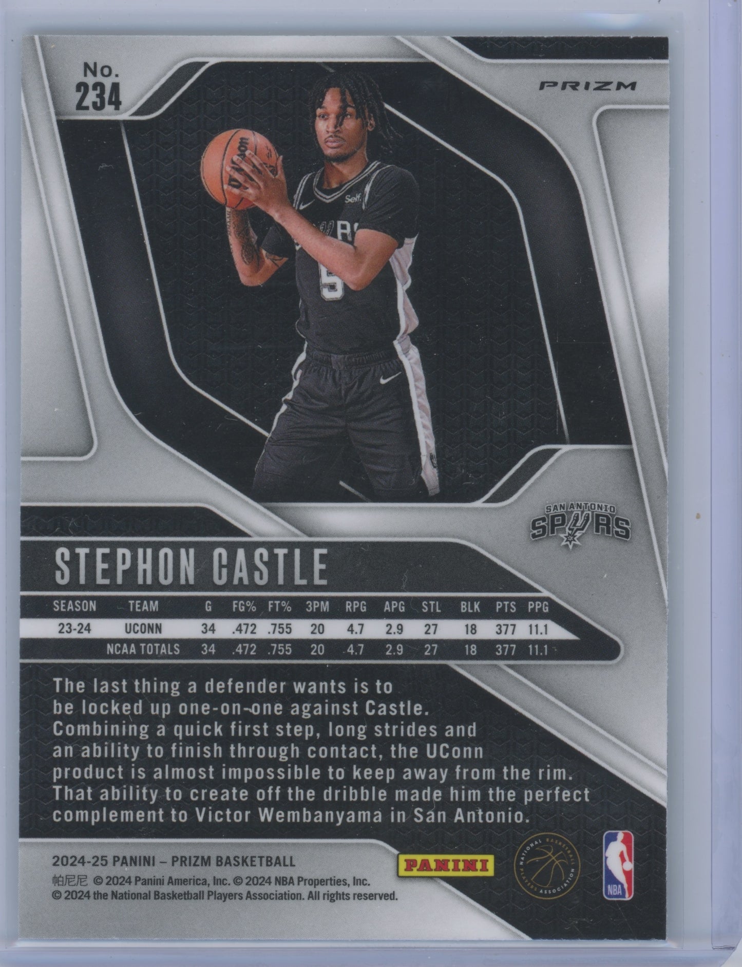 2024 Panini Prizm Basketball Stephon Castle #234 Silver RC
