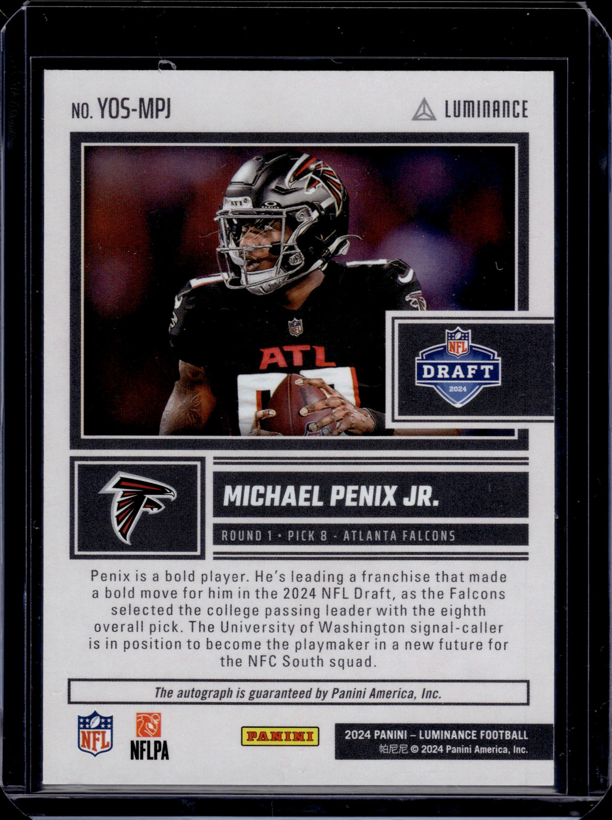 2024 Panini Luminance Year One Michael Penix Jr. #YOS-MPJ Green Ink RC