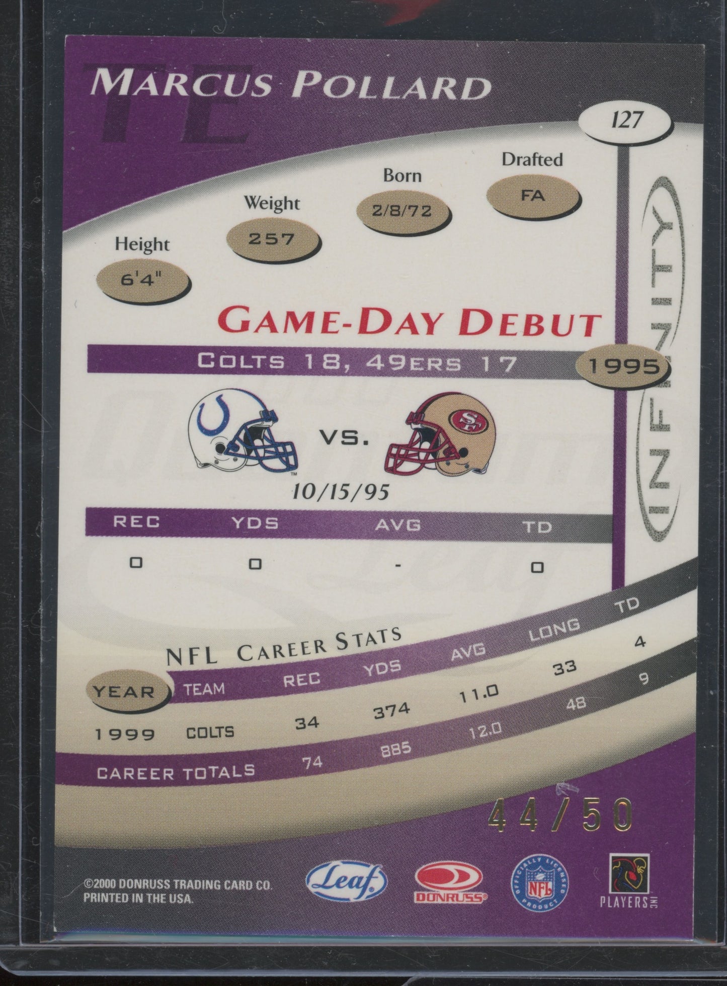 2000 Leaf Quantum Leaf Infinity Marcus Pollard #127 44/50