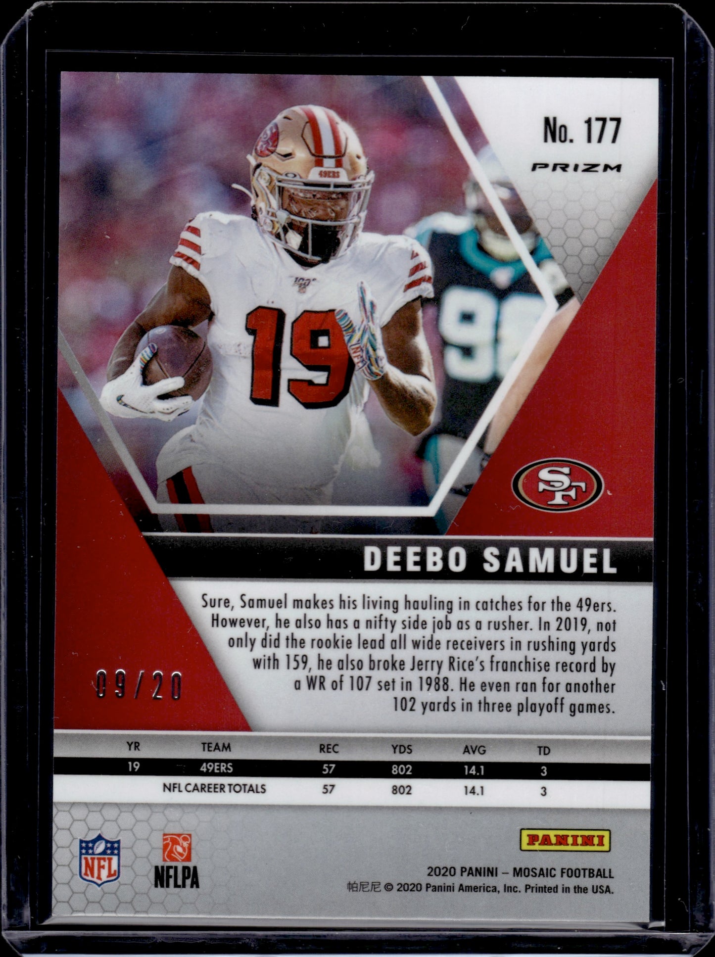 2020 Panini Mosaic Football Deebo Samuel #177 Pink 09/20