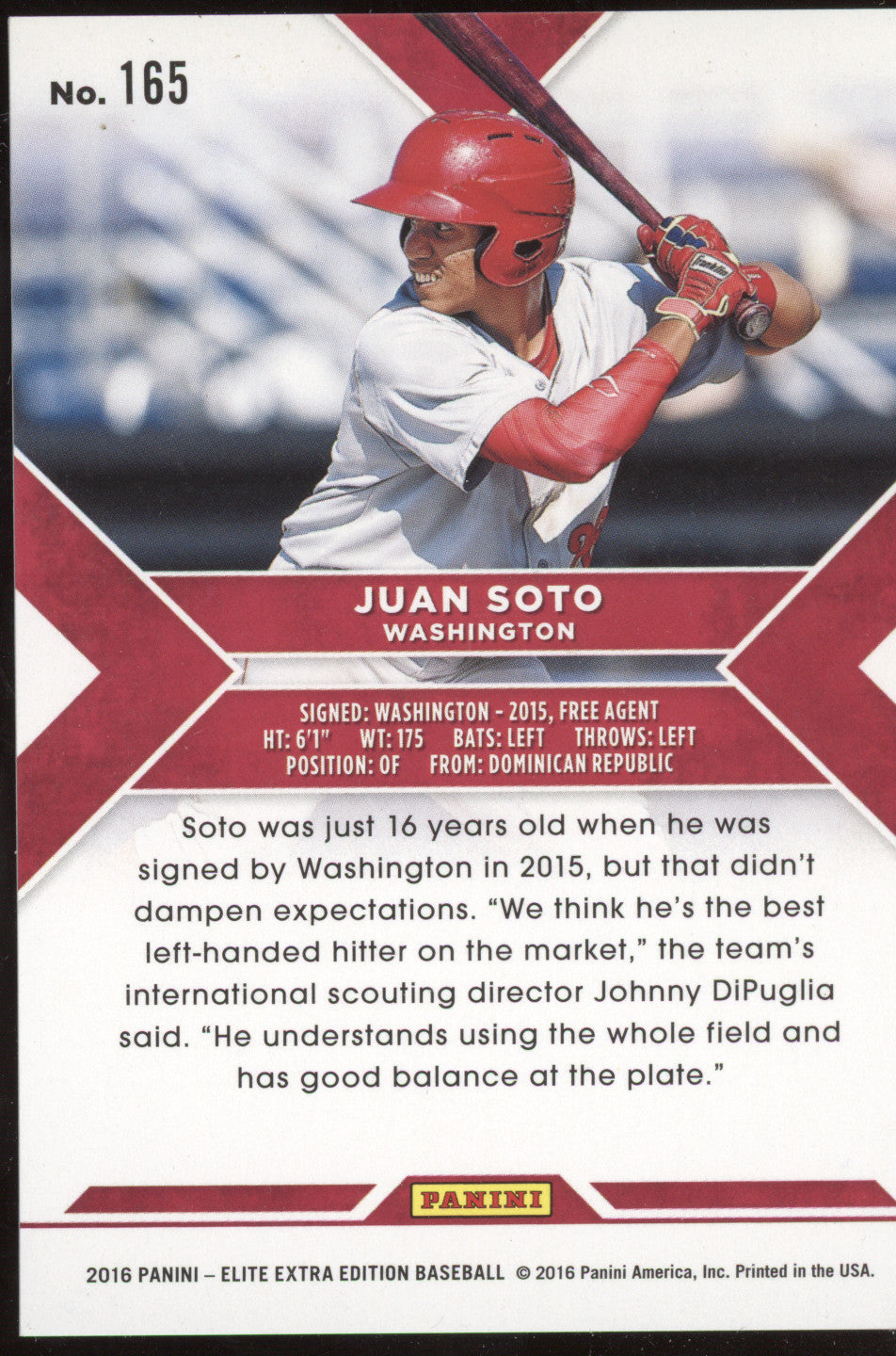 2016 Panini Elite Extra Edition Juan Soto #165 556/999