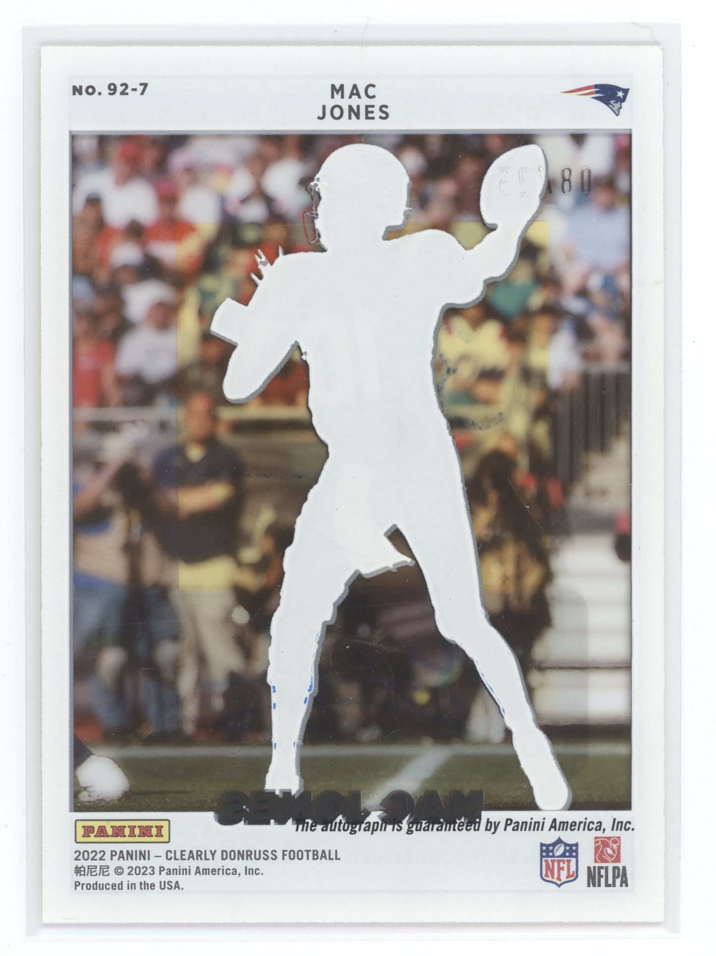 2022 Panini Clearly Donruss (1992 Donruss) Mac Jones #92-7 Autograph 08/25