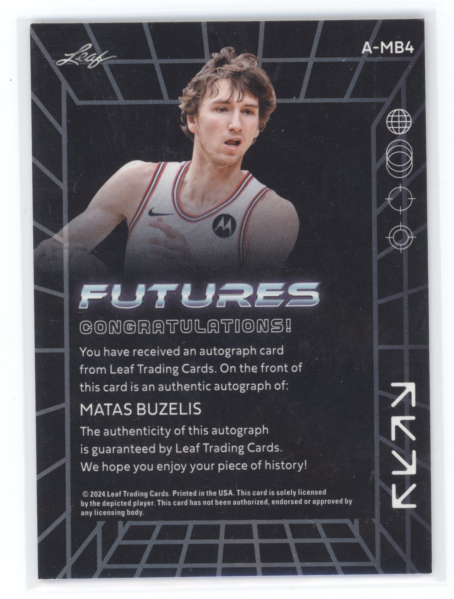 2024 Leaf Futures Matas Buzelis #A-MB4 Autograph 1/3