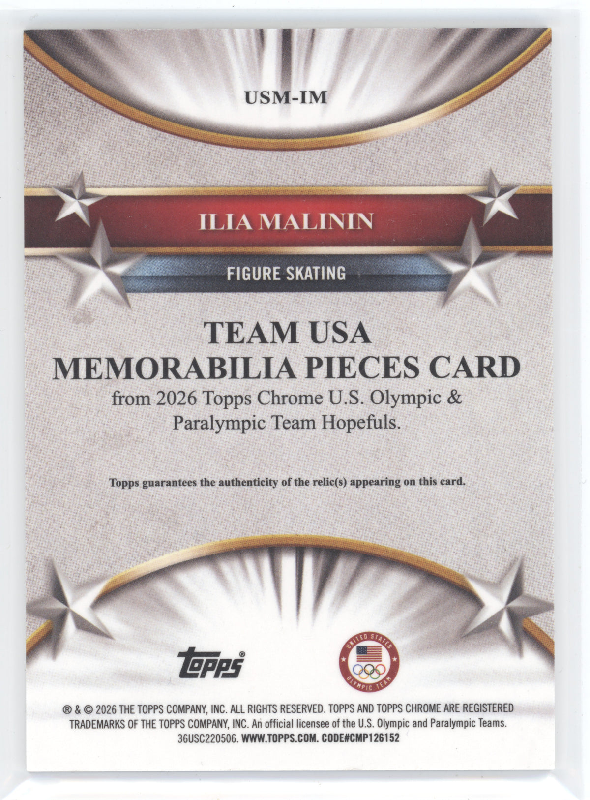2026 Topps Chrome U.S. Olympic Hopefuls Ilia Malinin #USM-IM Red Refractor 3/5