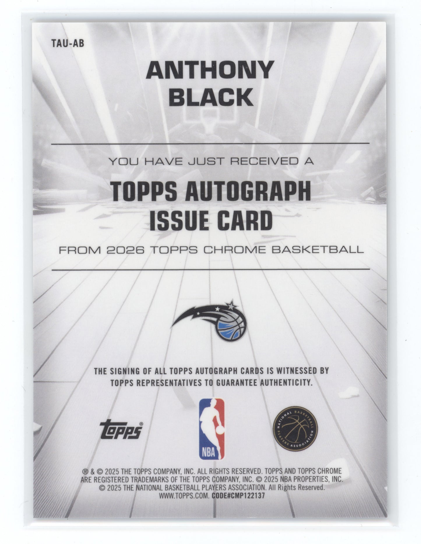 2025 Topps Chrome Basketball Anthony Black #TAU-AB Red Refractor Auto 2/5