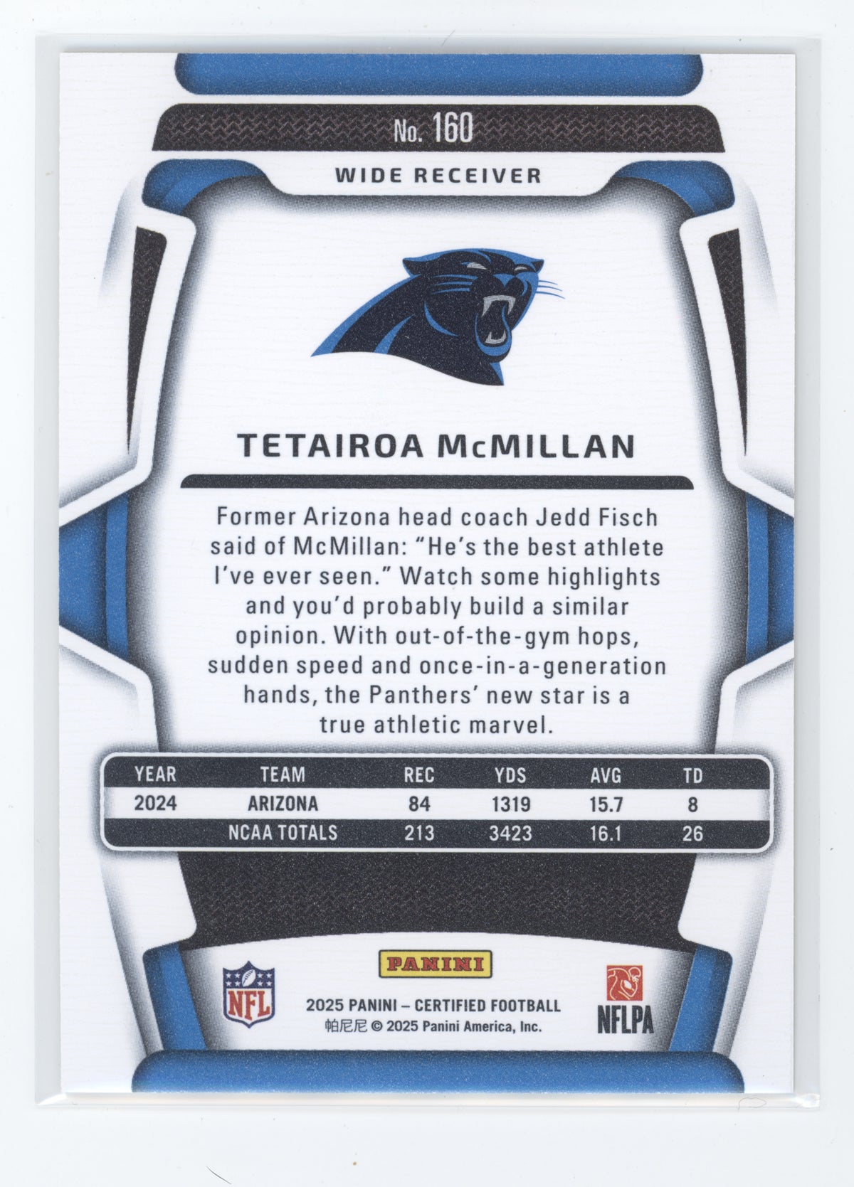 2025 Panini Certified Football Tetairoa McMillan #160 Gold RC 04/10