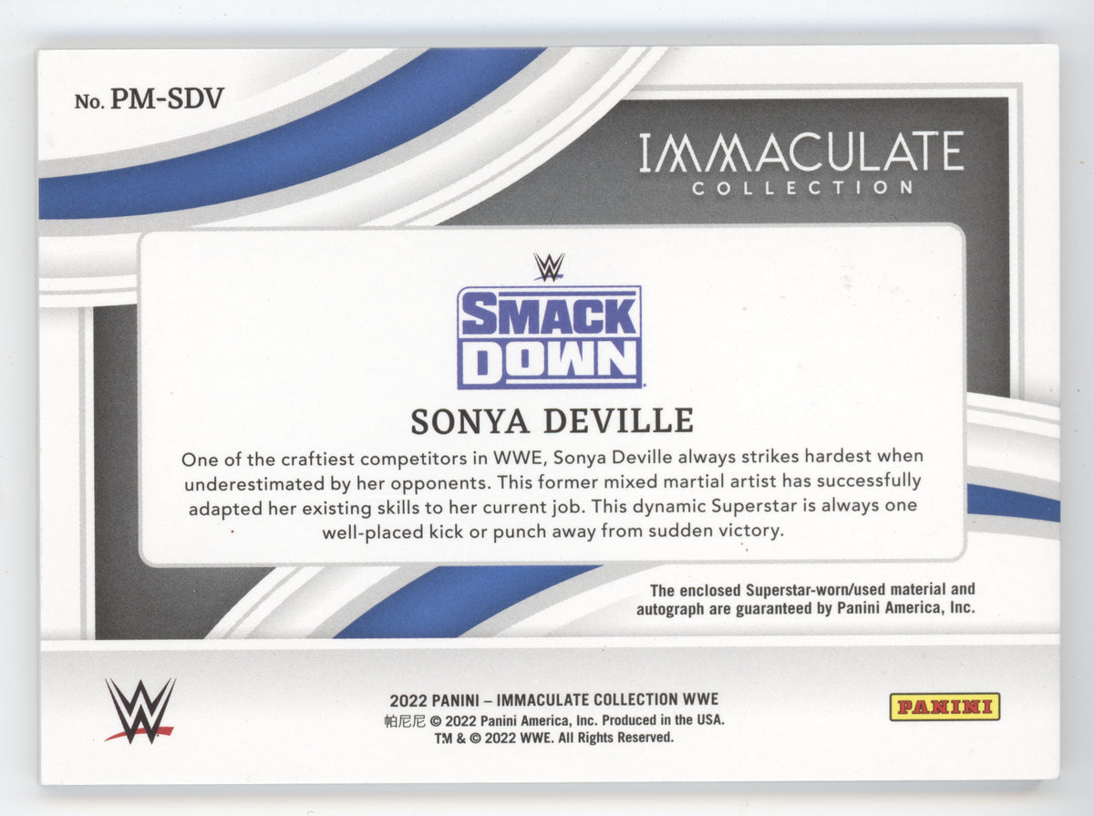 2022 Panini Immaculate Collection WWE Sonya Deville #PMSDV Patch Auto Blue 54/99