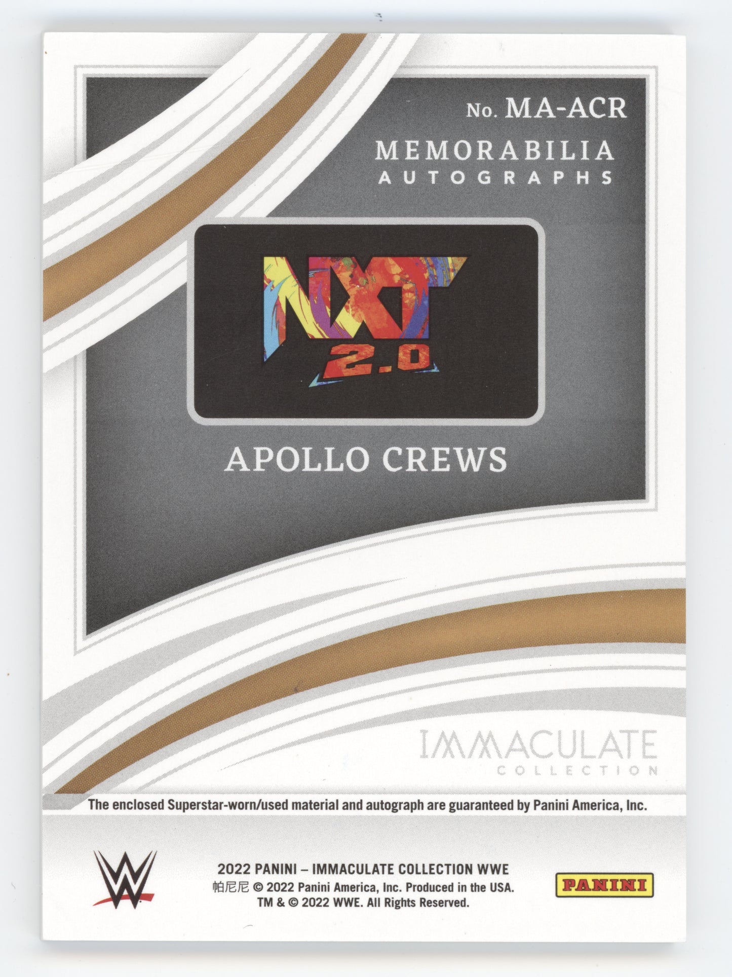 2022 Panini Immaculate Collection WWE Memorabilia Autos Apollo Crews #MA-ACR 2/5