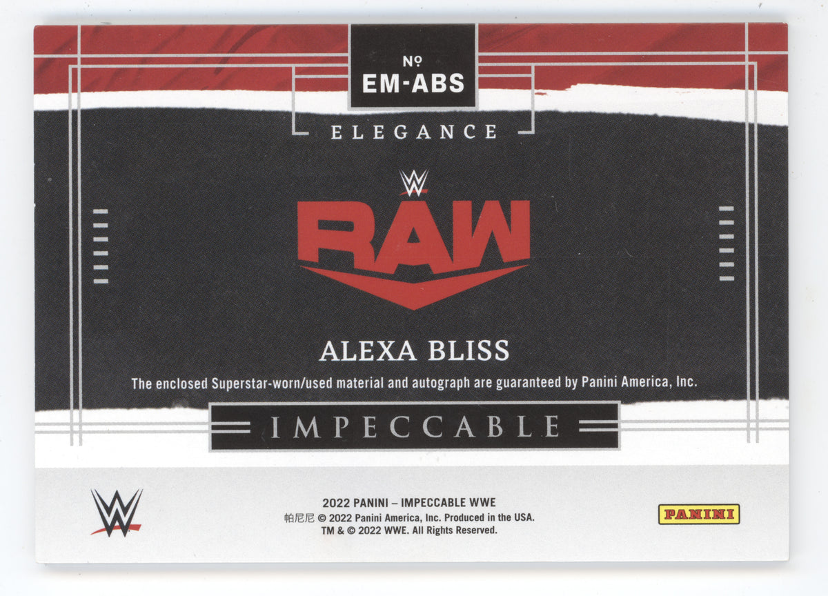 2022 Panini Impeccable Elegance Memorabilia Autographs Alexa Bliss #EM-ABS 41/99