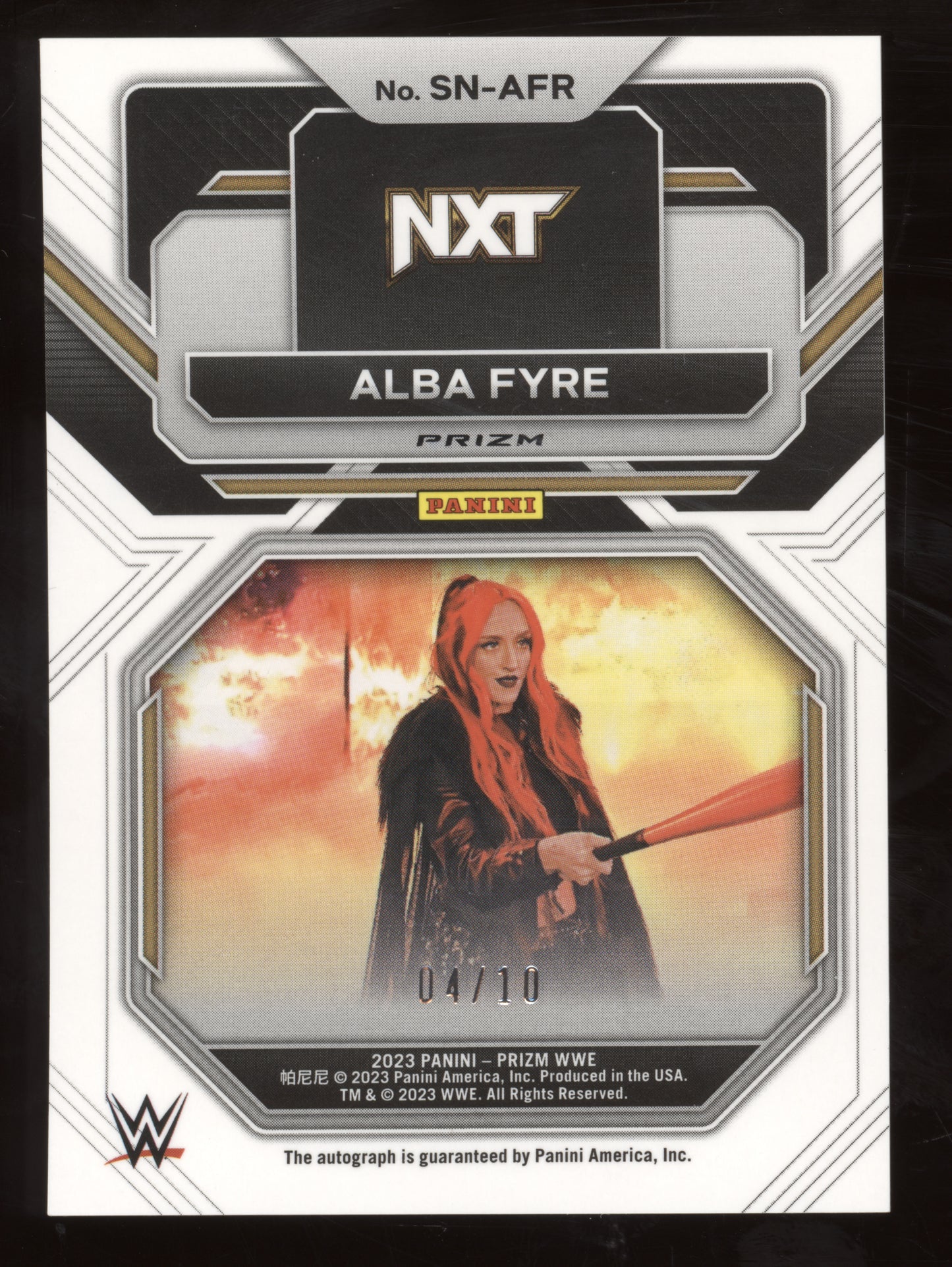 2023 Panini Prizm WWE Sensational Signatures Alba Fyre #SN-AFR Gold 04/10
