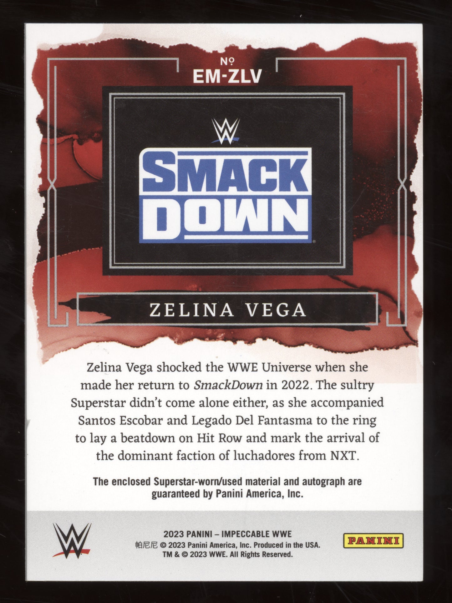 2023 Panini Impeccable Elegance Memorabilia Autograph Zelina Vega #EM-ZLV 74/75