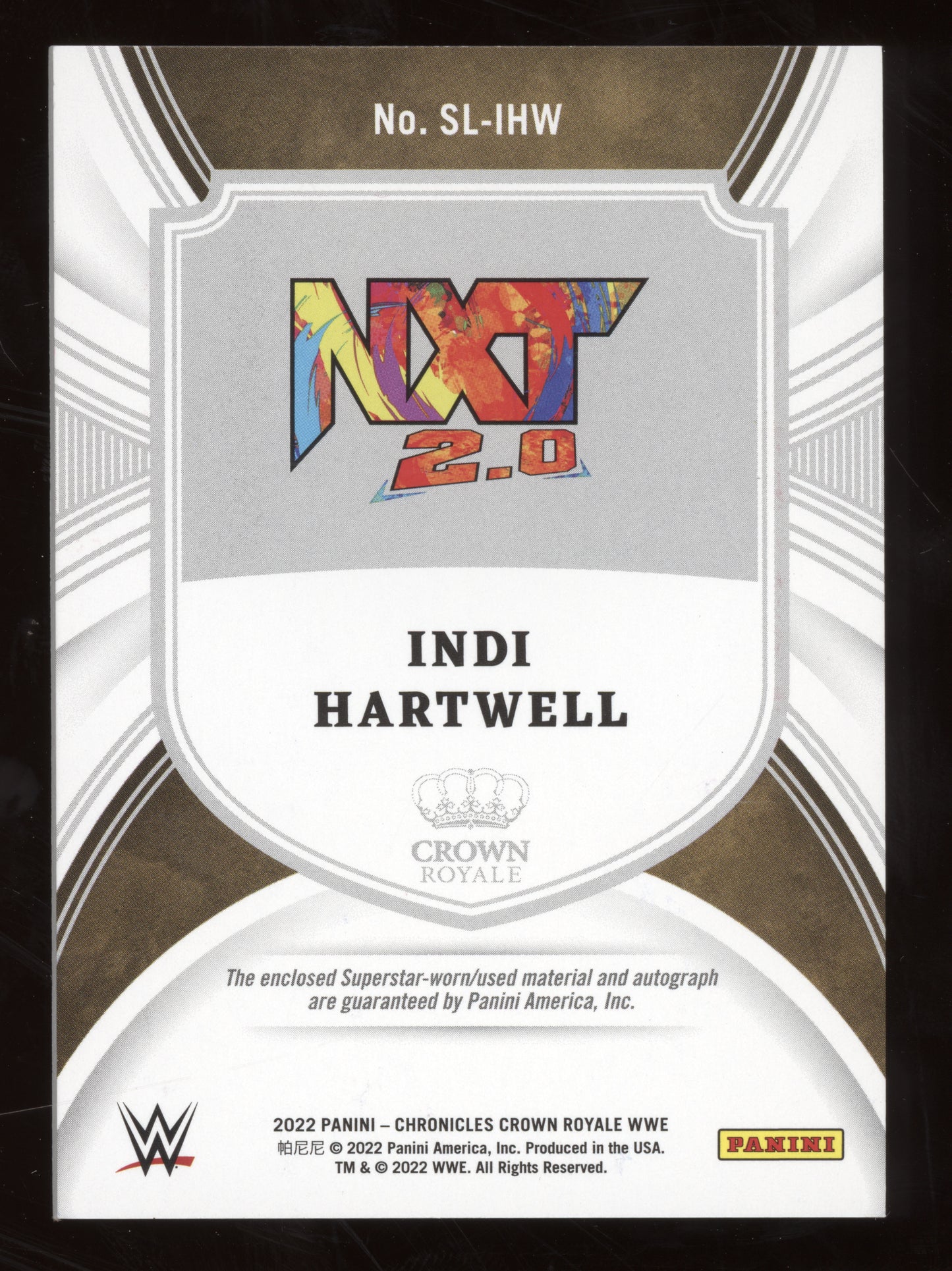 2022 Panini Chronicles WWE Crown Royale Silhouettes Autos Indi Hartwell 69/99