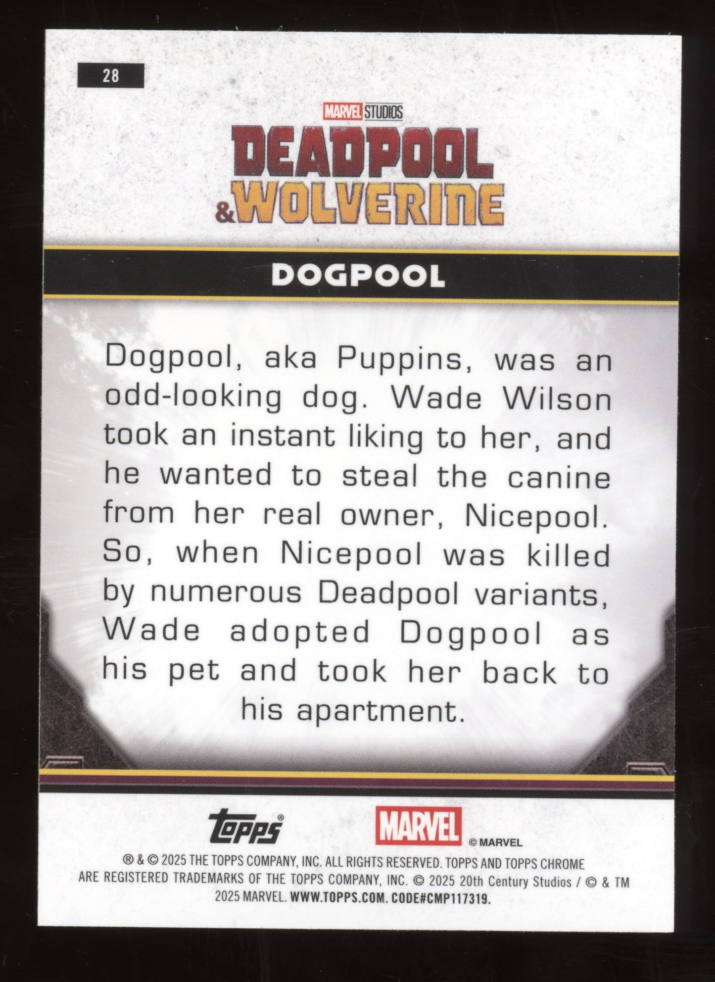 2025 Topps Chrome Marvel Studios Deadpool Dogpool Green Refractor 90/99 #28