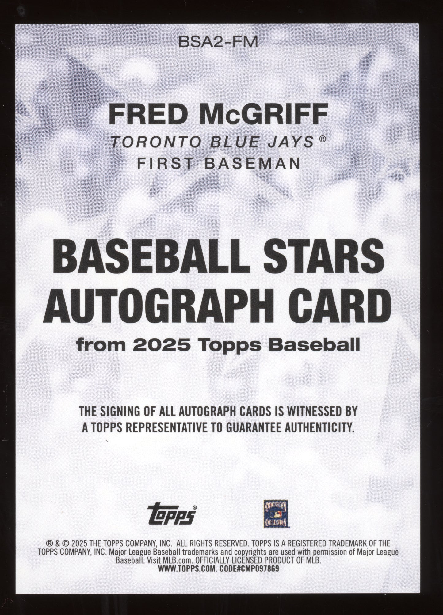 2025 Topps Baseball Stars Autograph Fred McGriff #BSA2-FM Black 04/10