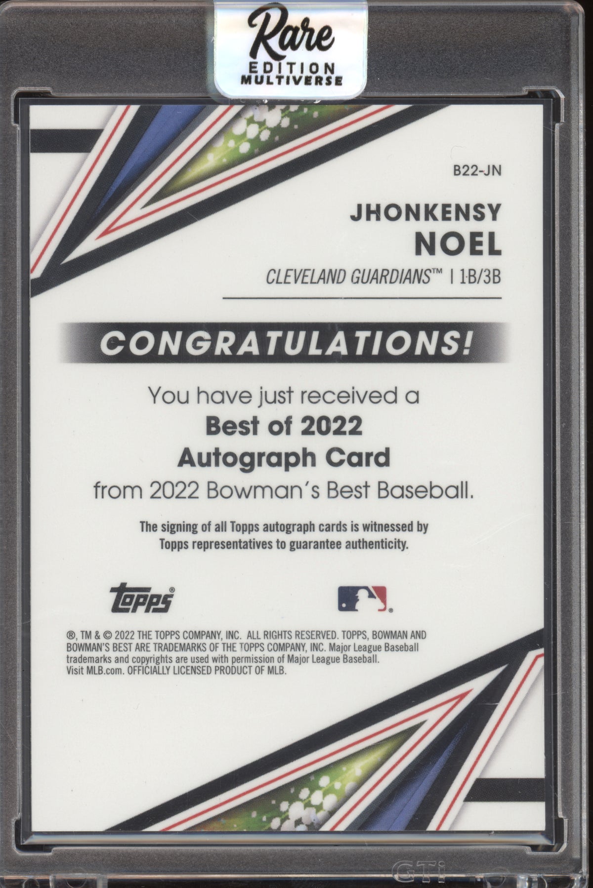 2022 Bowman's Best of Autographs Jhonkensy Noel #B22-JN Gold Lava 72/75
