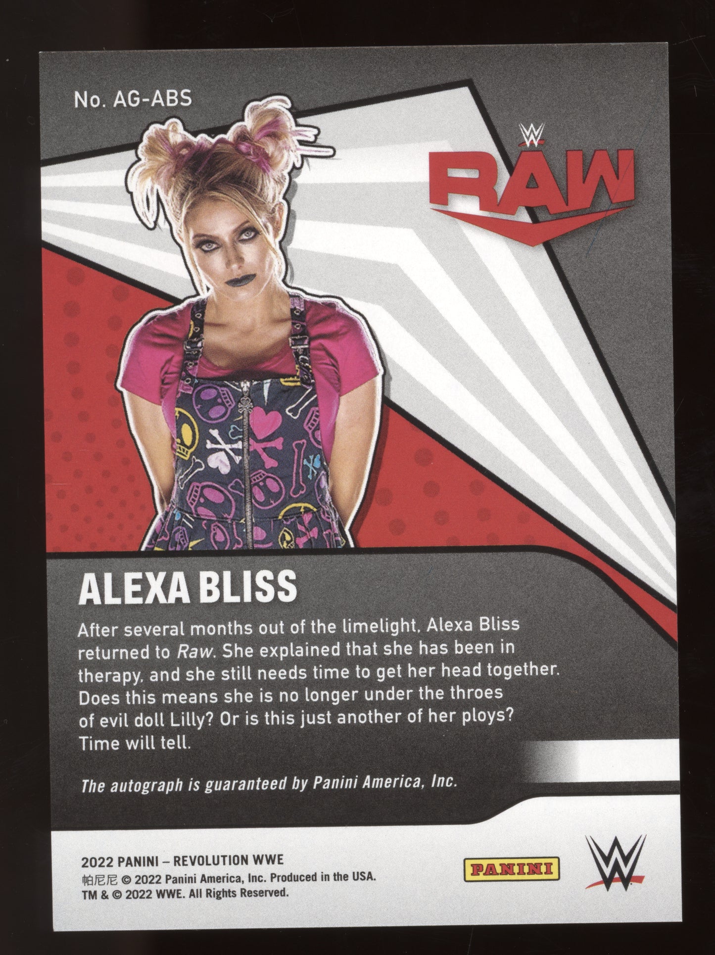 2022 Panini Revolution WWE Alexa Bliss #AG-ABS Autograph