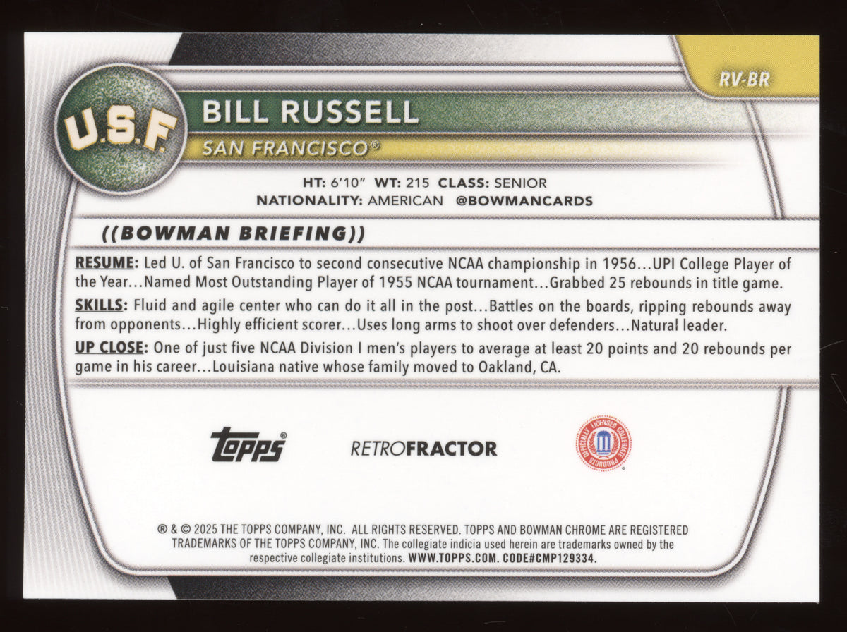 2025 Bowman Chrome University Retrofractor Bill Russell #RV-BR