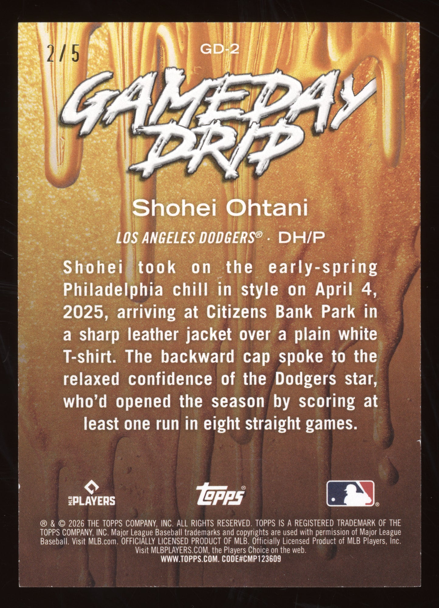 2026 Topps Celebration Gameday Drip Shohei Ohtani #GD-2 Red 2/5