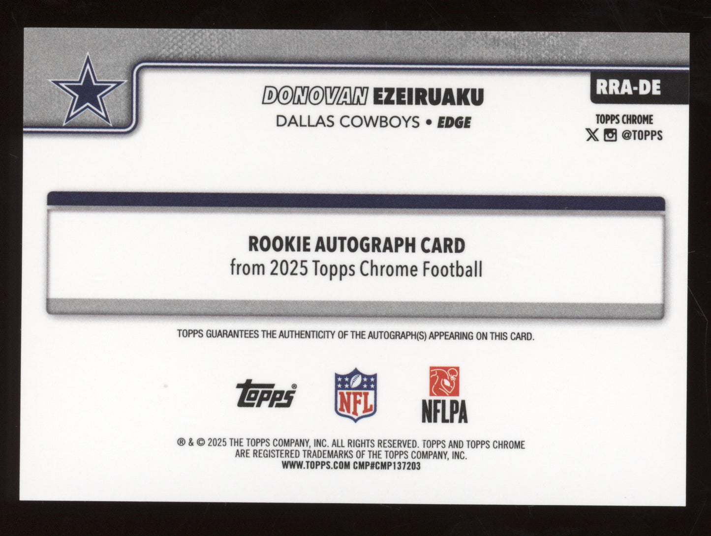 2025 Topps Chrome Rookie Autograph Donovan Ezeiruaku #RRA-DE Red 3/5 RC