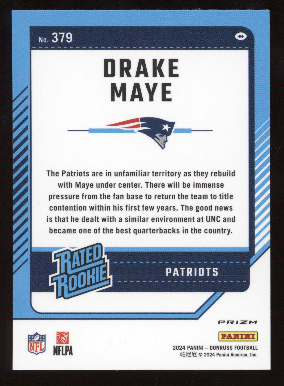 2024 Donruss Optic Drake Maye #379 Red Pandora