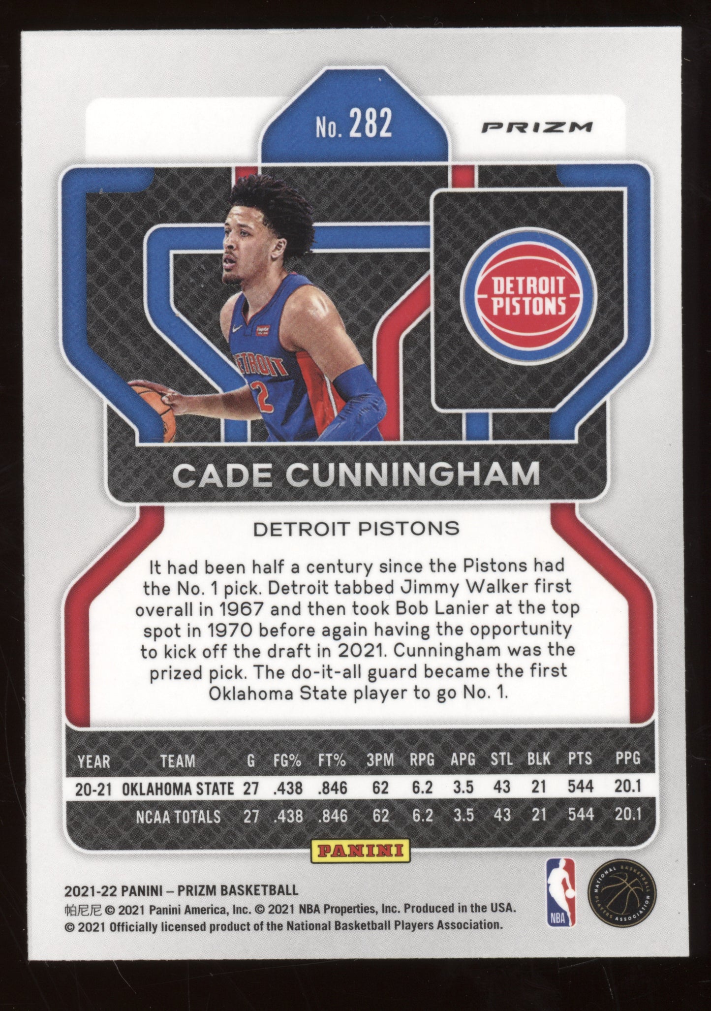 2021 Panini Prizm Cade Cunningham #282 75th Anniversary Blue RC