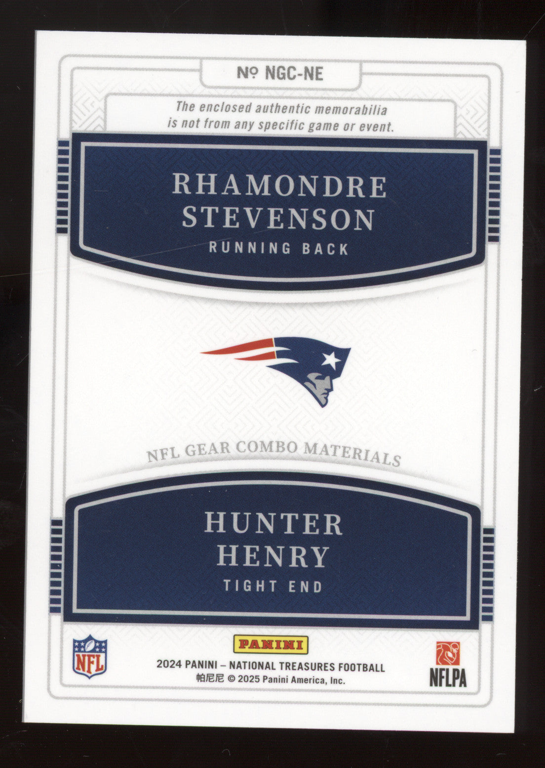 2025 Panini National Treasures NFL Combo Materials Henry/Stevenson Gold 09/10