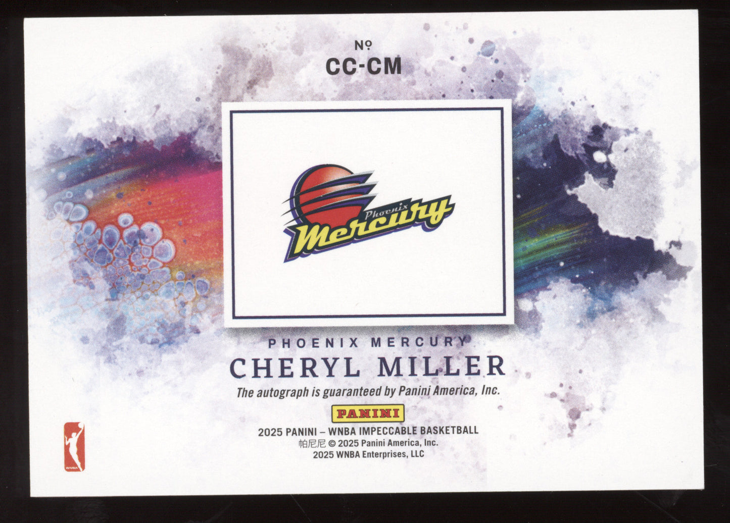 2025 Panini Impeccable Canvas Creations Cheryl Miller #CC-CM 19/25