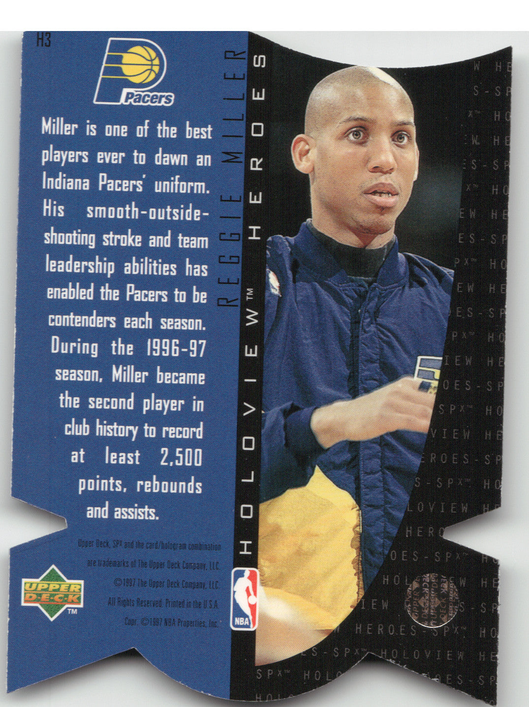 1997 Upper Deck SPx Holoview Heroes Reggie Miller #H3