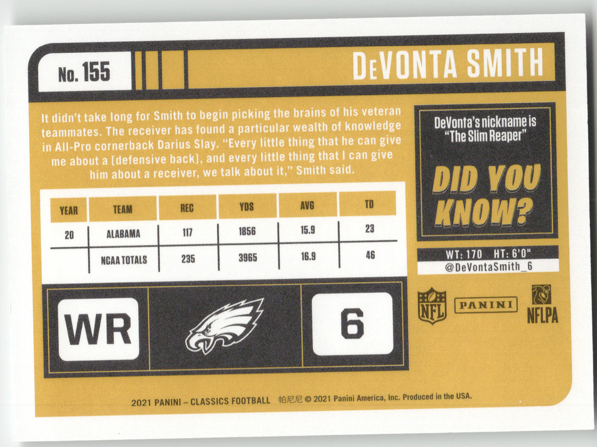 2021 Panini Classics DeVonta Smith #155 RC 04/10