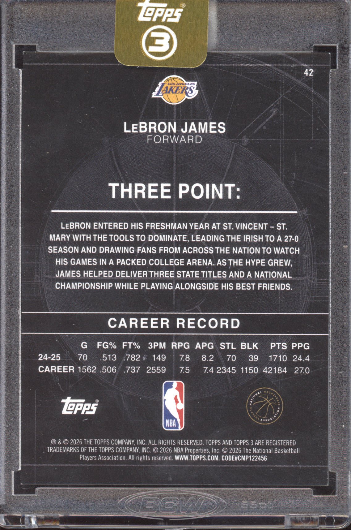 2025 Topps 3 Basketball LeBron James #42 Silver 26/49