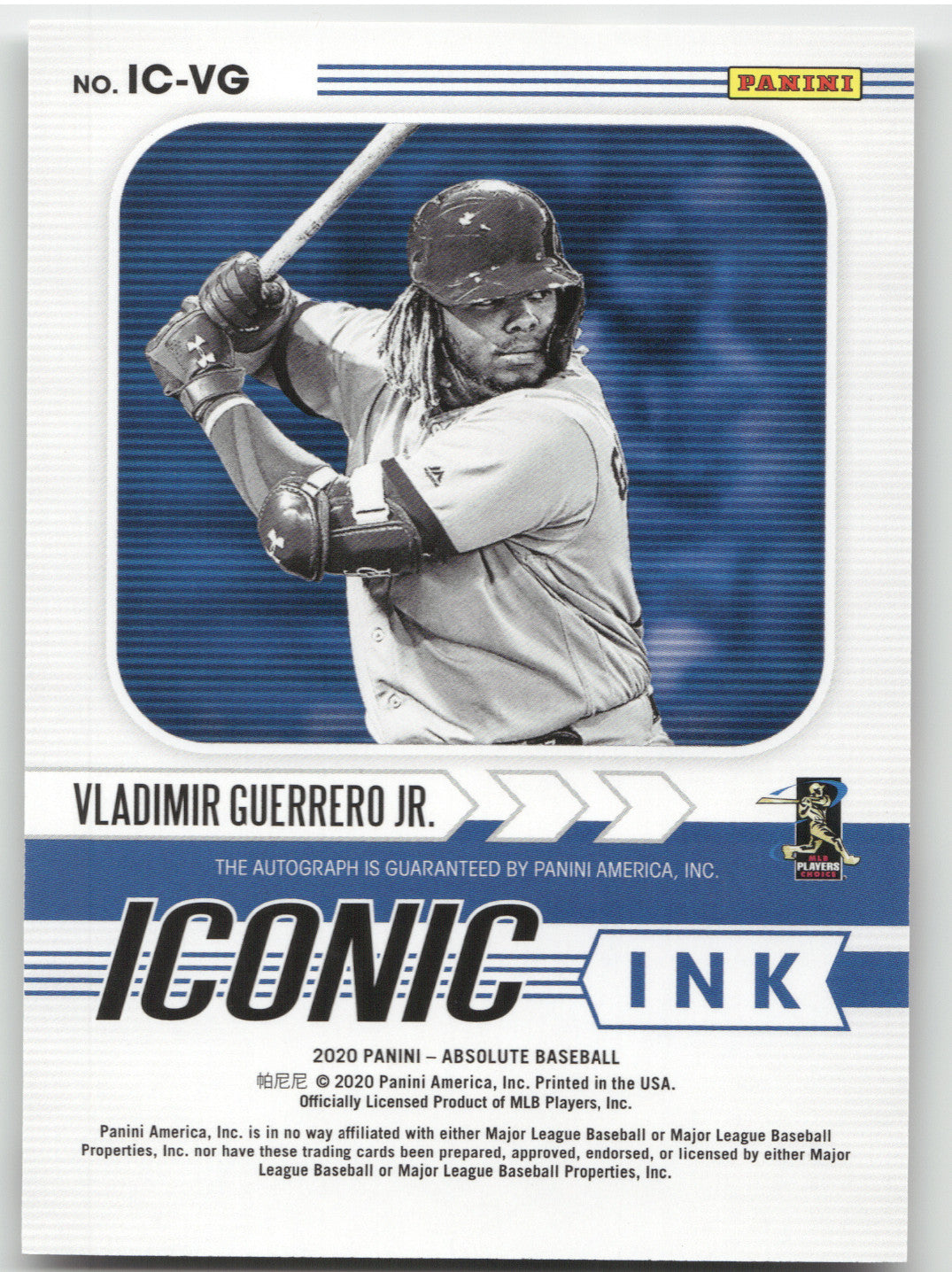 2020 Panini Absolute Baseball Iconic Ink Vladimir Guerrero Jr. #IC-VG 05/49