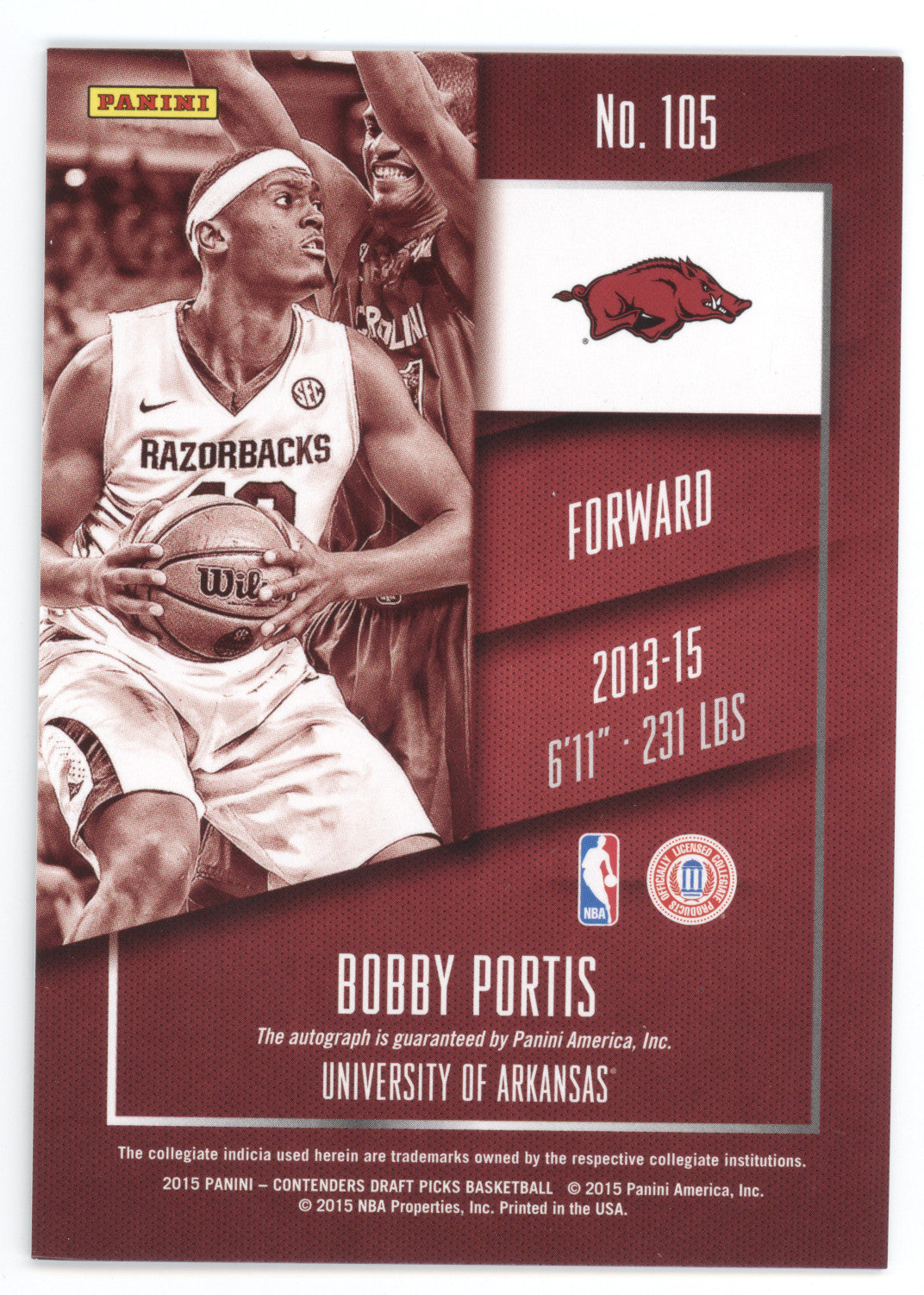2015 Panini Contenders Draft Picks Autographs Bobby Portis Cracked Ice 19/23 RC
