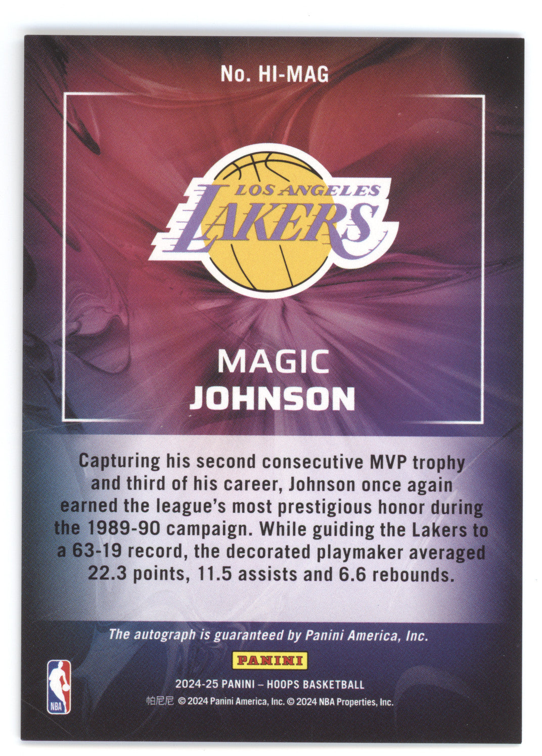 2024 Panini NBA Hoops Ink Magic Johnson #HI-MAG