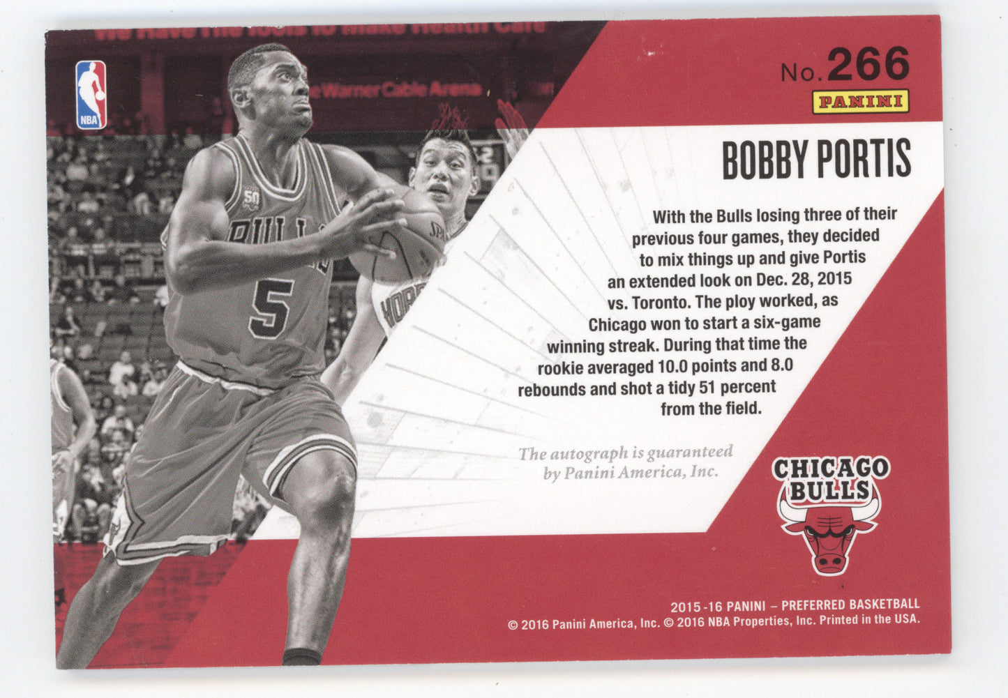 2015 Panini Preferred Autographs Bobby Portis #266 RC 34/50