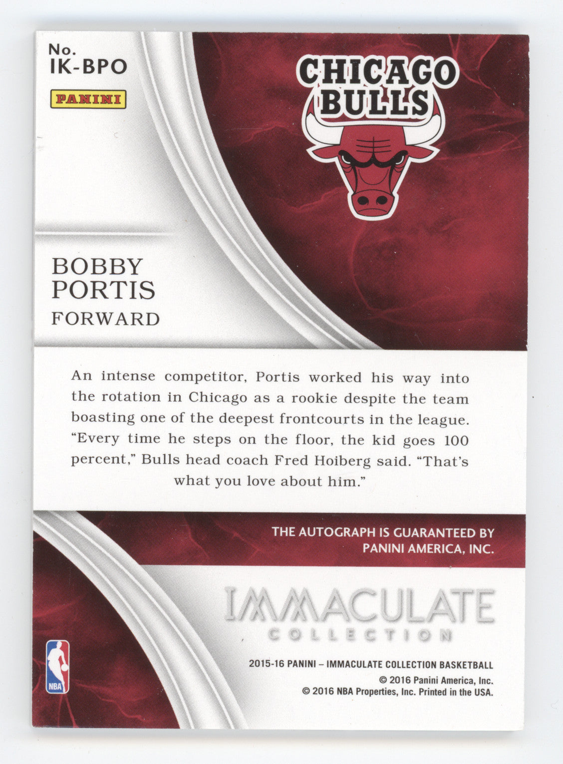2015 Panini Immaculate Collection Ink Bobby Portis #IK-BPO RC 03/25