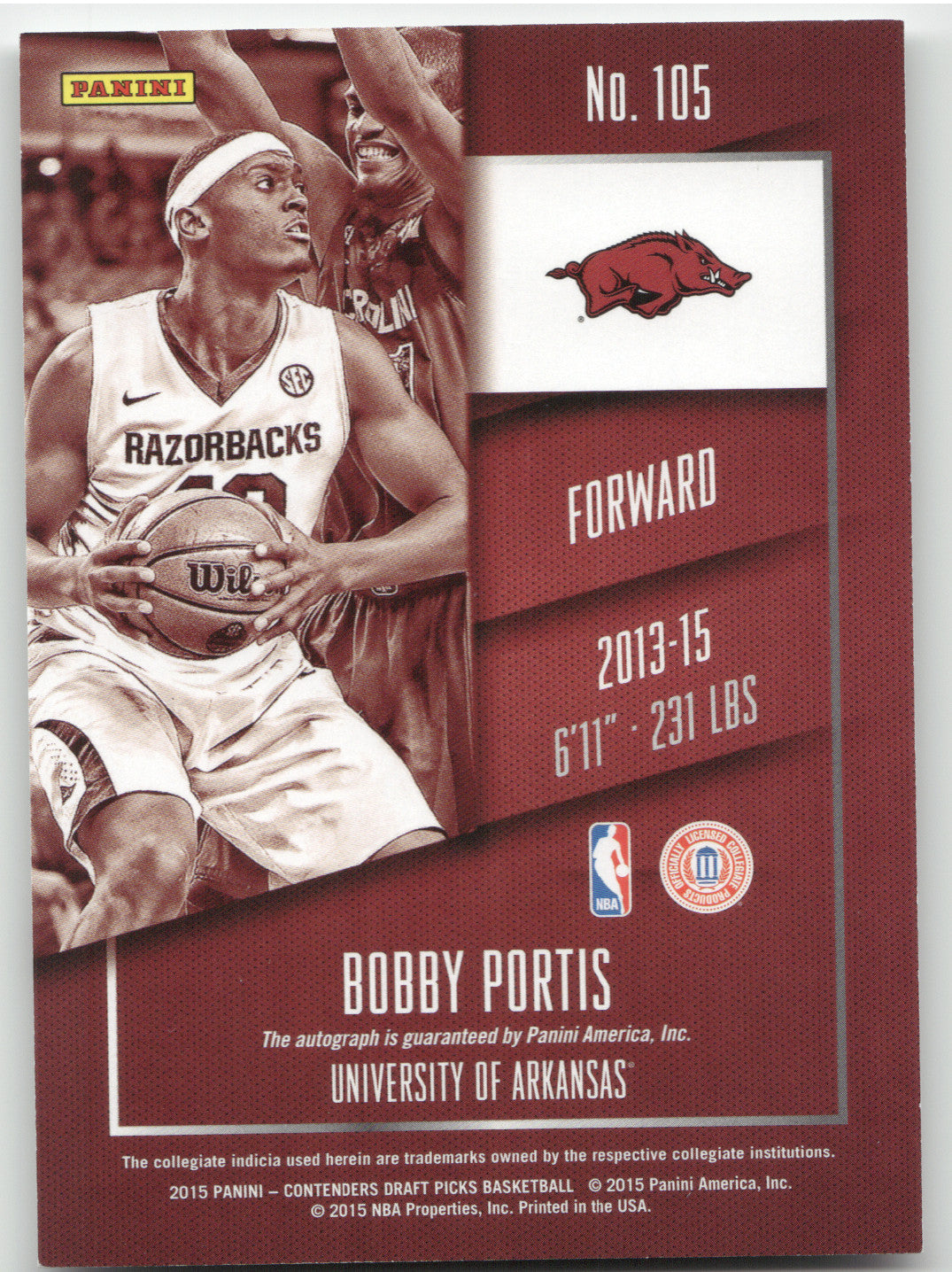 2015 Panini Contenders Draft Picks Bobby Portis #105 RC