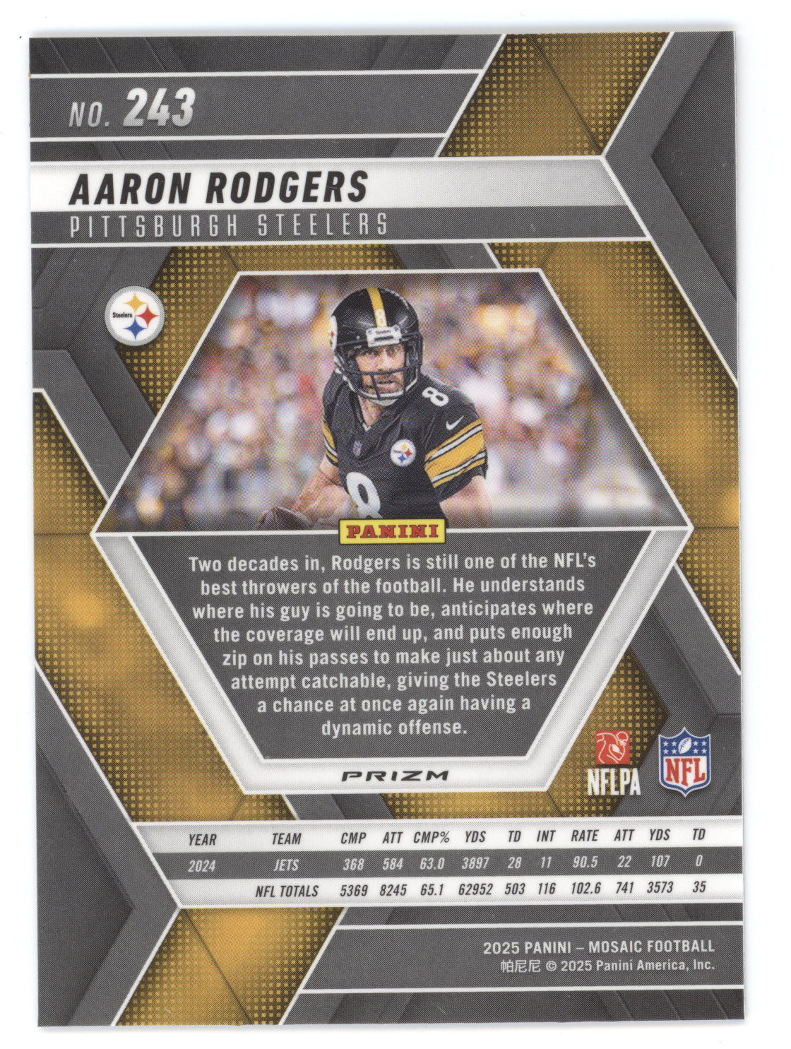 2025 Panini Mosaic Prizm Aaron Rodgers #243 Honeycomb