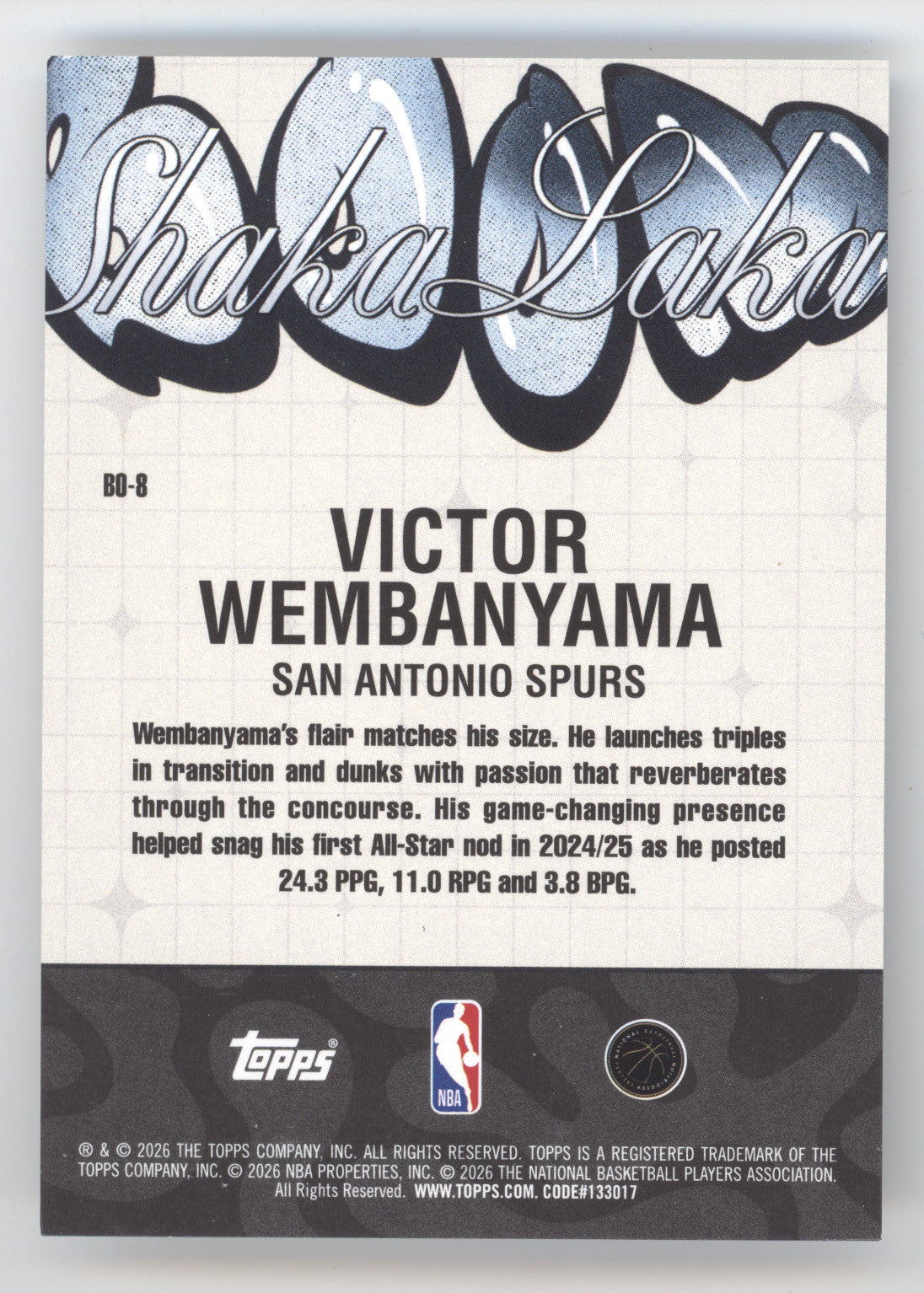 2026 Topps NBA Hoops Boom Shaka Laka Victor Wembanyama #BO-8