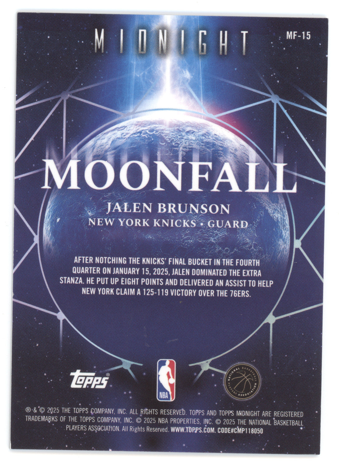 2025 Topps Midnight Moonfall Jalen Brunson #MF-15 25/25