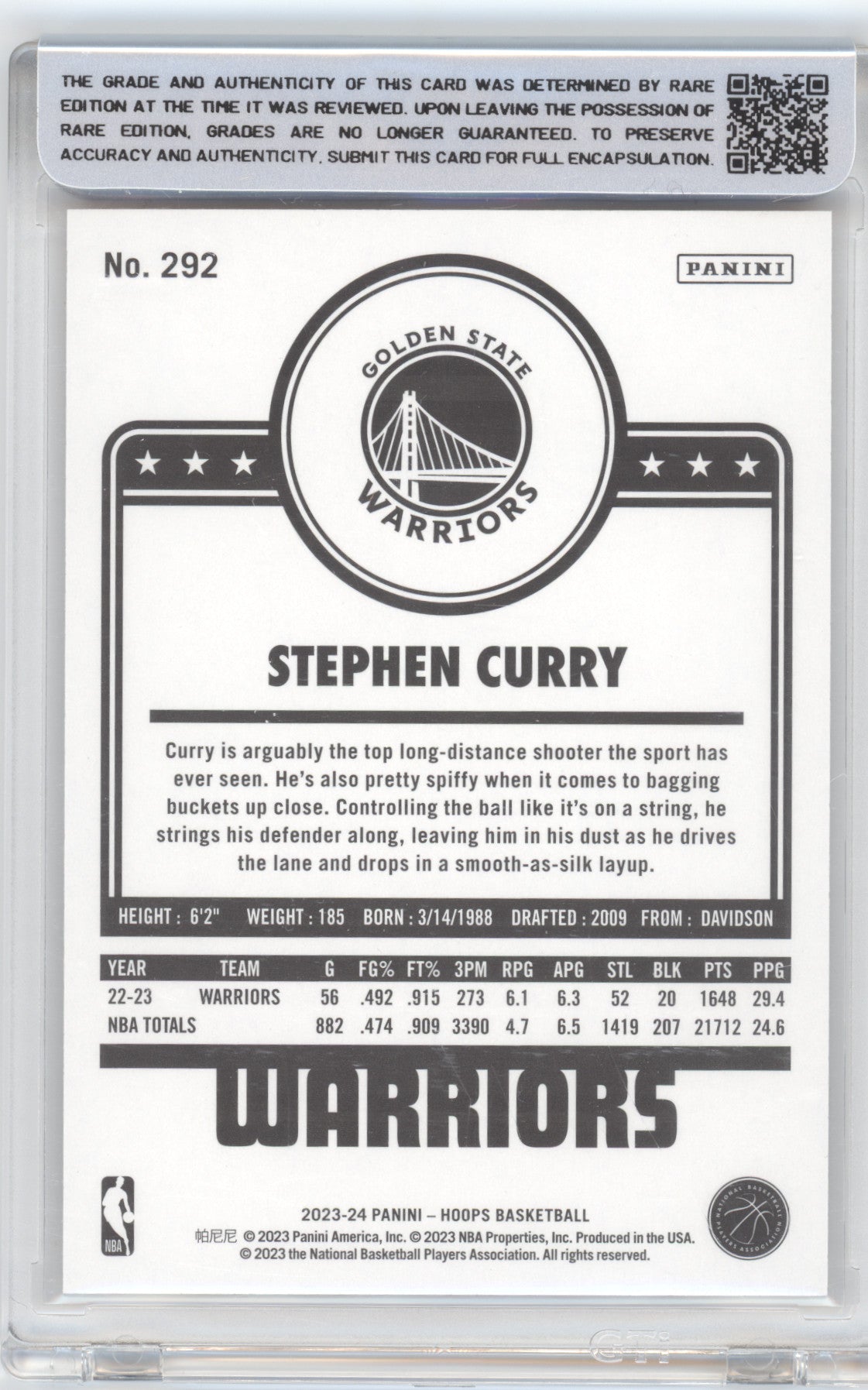 2023 Panini Hoops Stephen Curry Rare RCR 10 Gravity 24/75