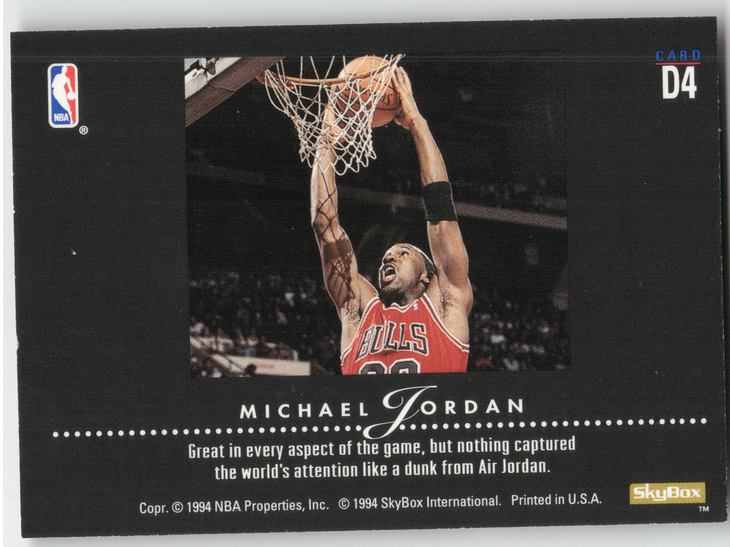 1994 SkyBox Premium Dynamic Dunks Michael Jordan #D4