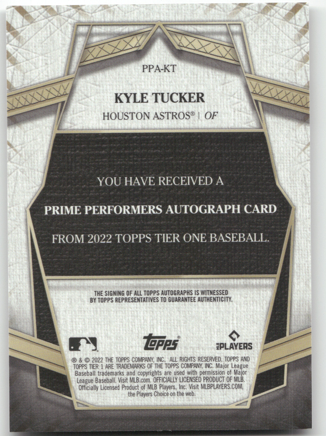 2022 Topps Tier One Kyle Tucker Auto 009/299