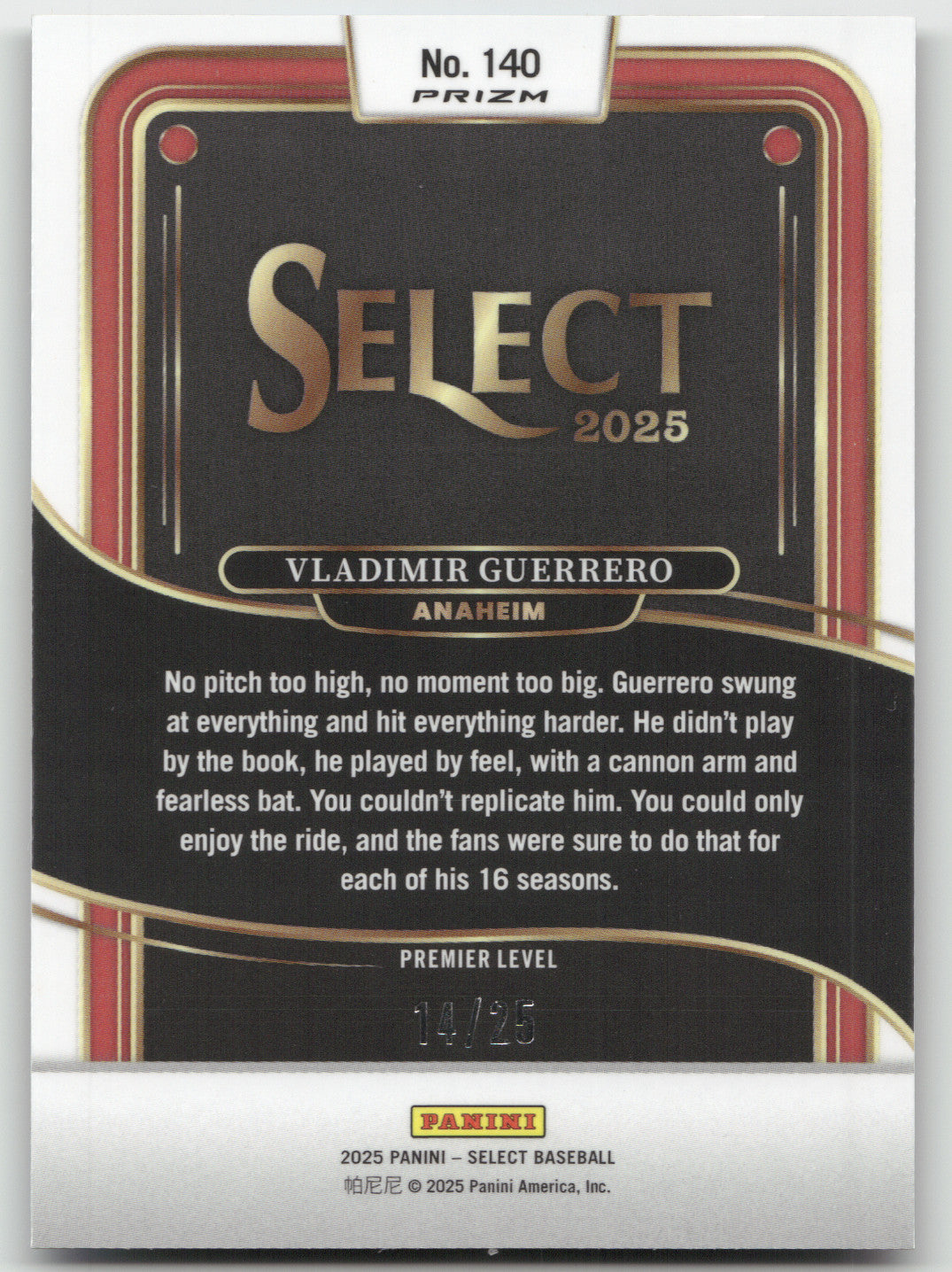 2025 Panini Select Prizm Vladimir Guerrero #140 Tie-Dye 14/25