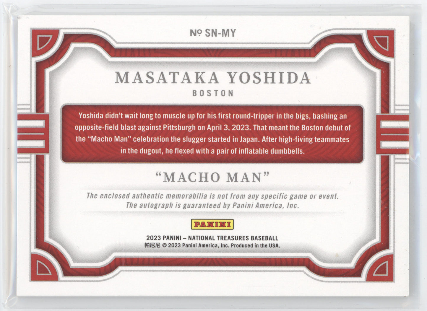 2023 Panini National Treasures Masataka Yoshida #SN-MY 07/99 Patch Auto