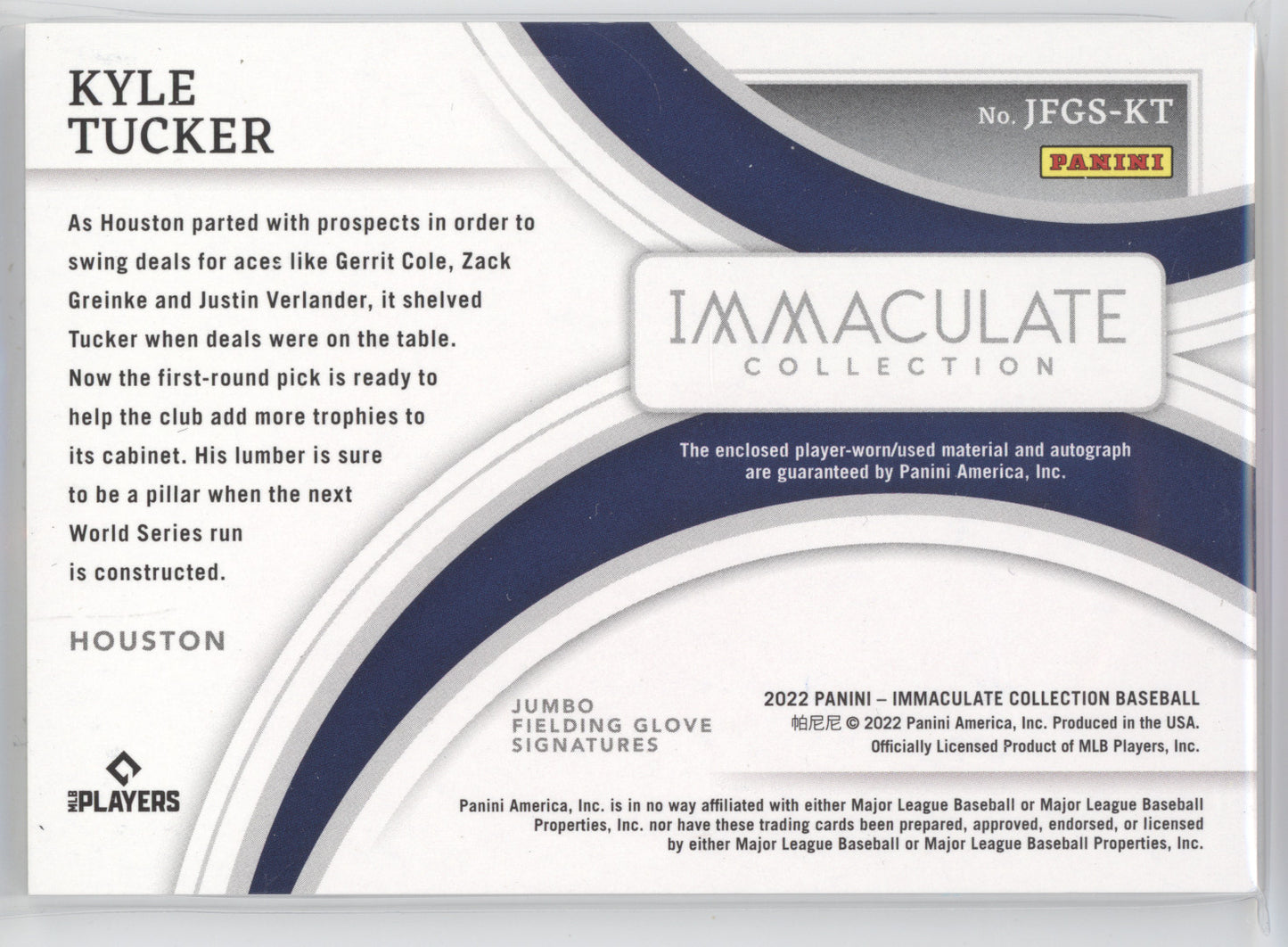 2022 Panini Immaculate Collection Kyle Tucker 07/25 Signatures Memorabilia
