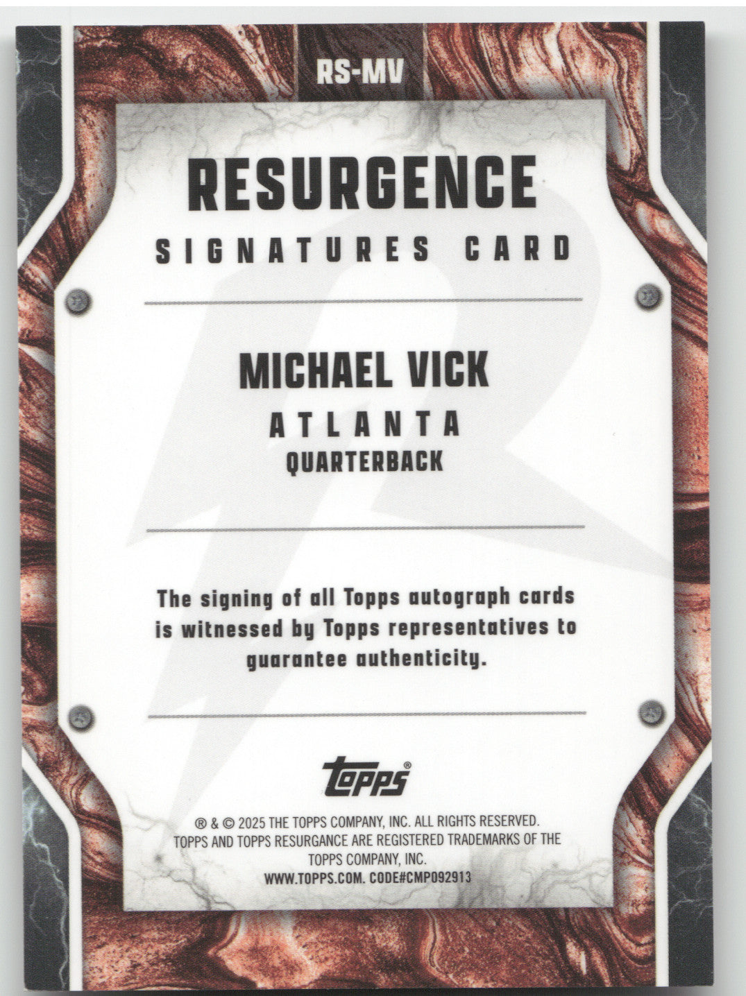 2025 Topps Resurgence Michael Vick #RS-MV Autograph