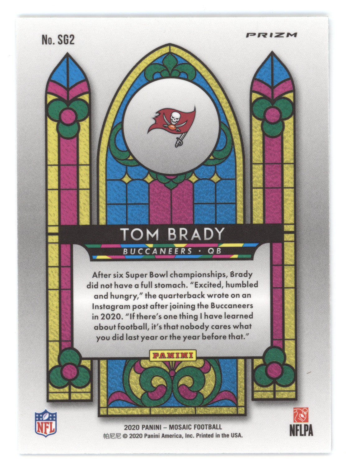 2020 Panini Mosaic Prizm Tom Brady #SG2 Stained Glass