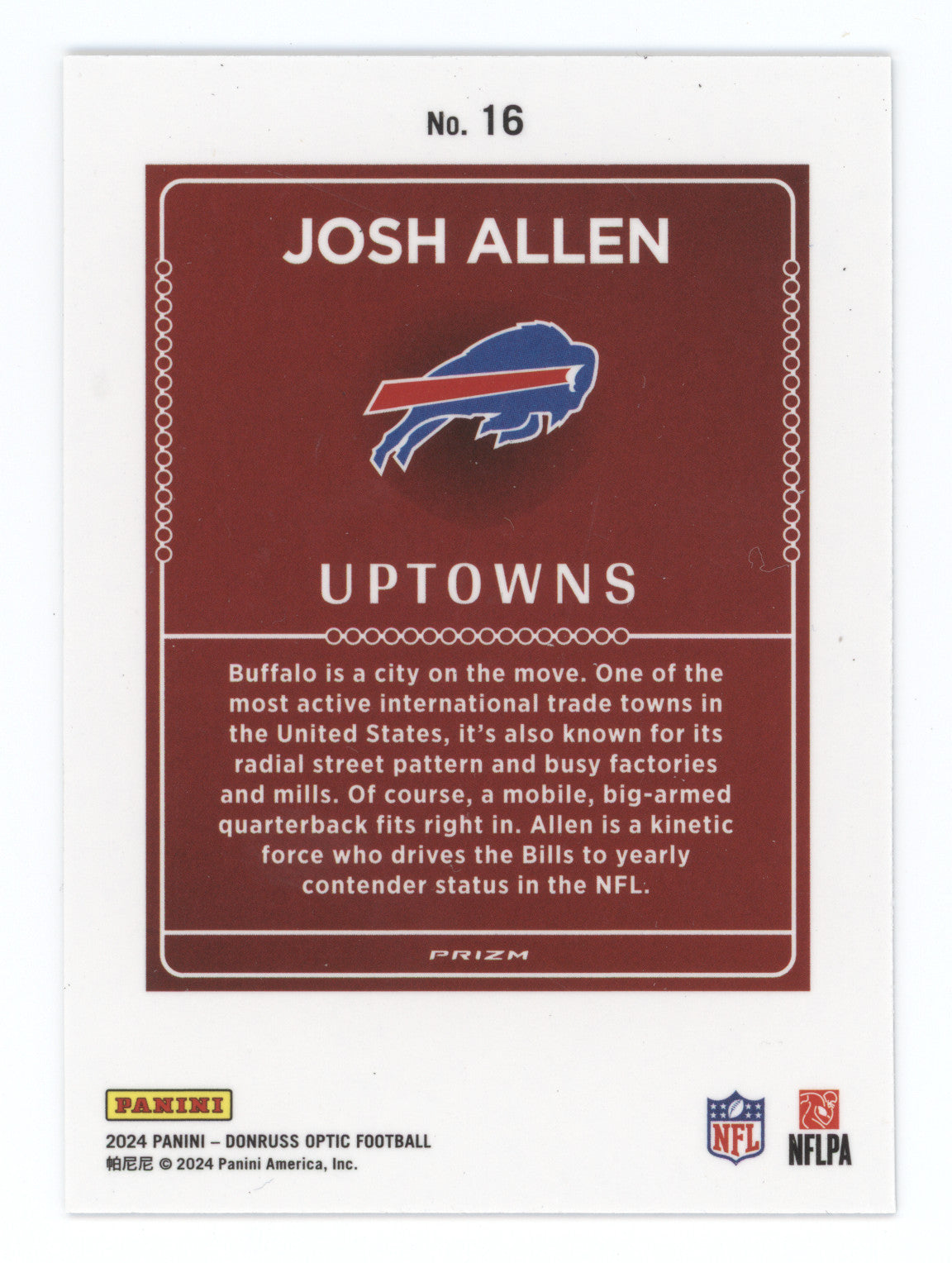 2024 Donruss Optic Uptowns Josh Allen #16